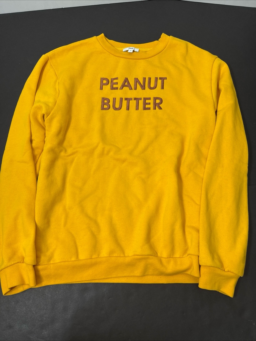 Womens Yellow "Peanut Butter" Graphic Sweatshirt size small